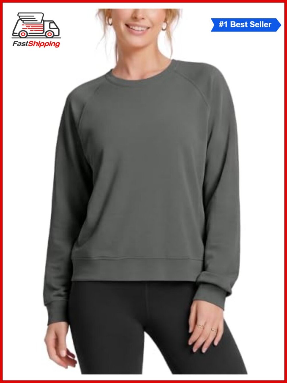 โจODODOS Modal Soft Raglan Long Sleeve Oversized Crewneck Sweatshirt Women